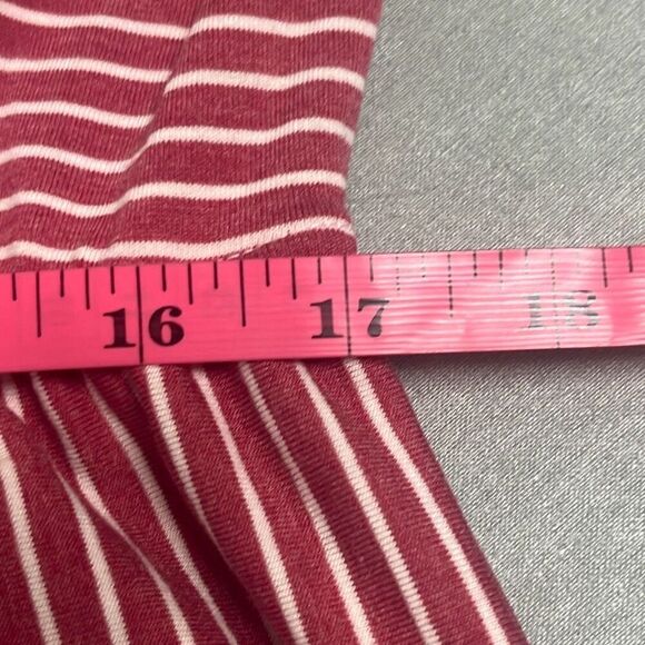 Merokeety Red White Pinstripe Midi Dress Long Sleeves XXL NWT Flowy Casual - Picture 10 of 11